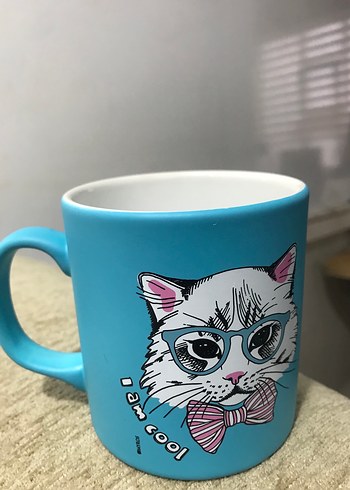 Mavi Kedi Desenli Seramik Kupa - Görsel 2