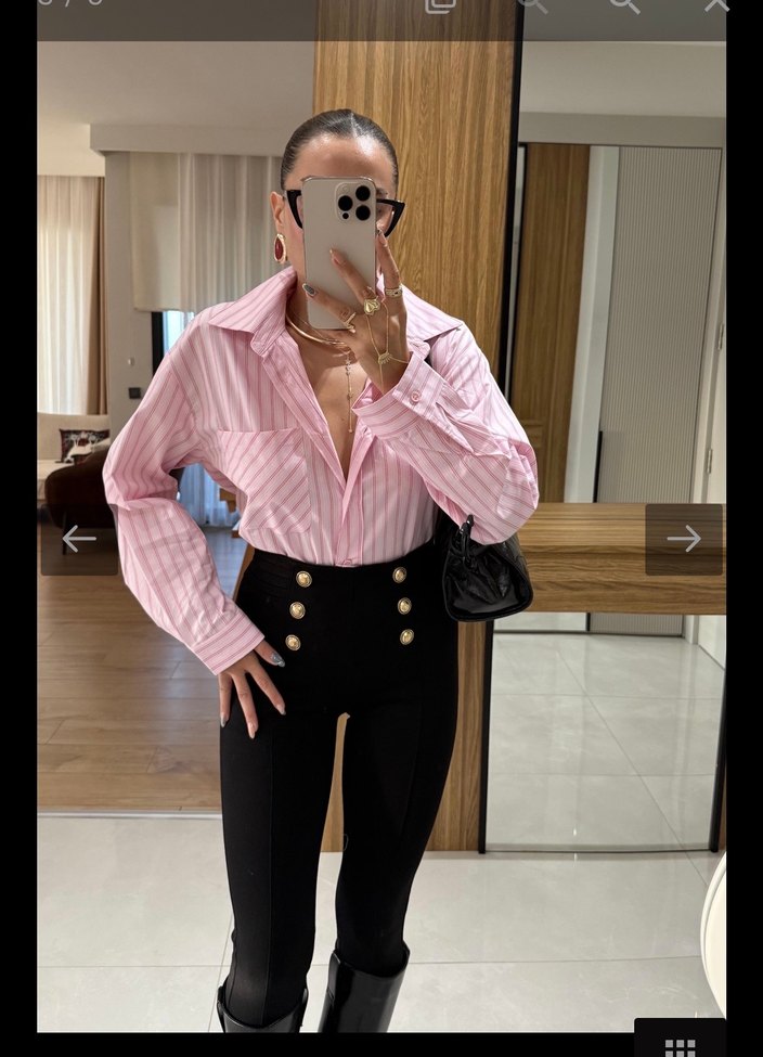 Pembe Çizgili Regular Fit Gömlek - Görsel 3