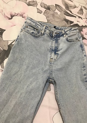36 Beden Açık mavi Bol Kesim Midi Boy Kadın Jean