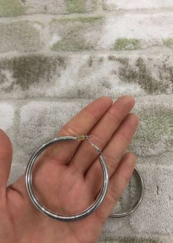 Gri Midi Halka Küpel - Görsel 4