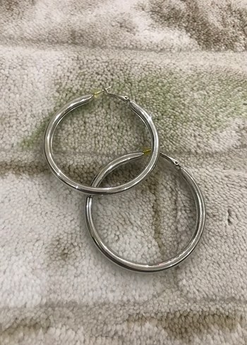 Gri Midi Halka Küpel - Görsel 2