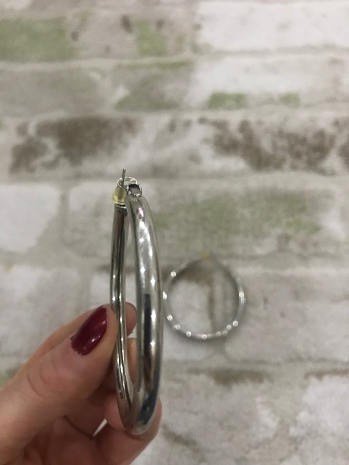 Gri Midi Halka Küpel - Görsel 3