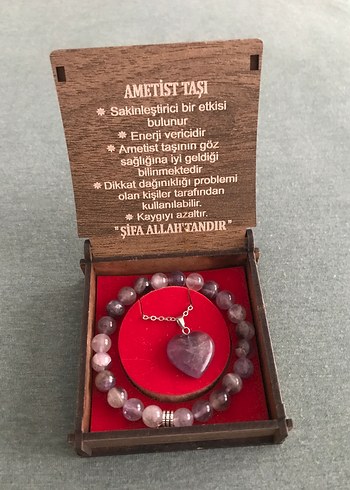 Beden Ametist kolye ve bileklik set