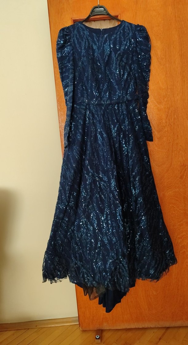 Lacivert Uzun Abiye Elbise - Görsel 4