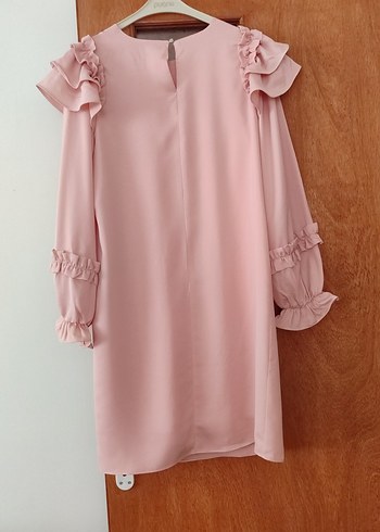 Pembe Midi Uzun Kollu Salaş tunik pudra renk - Görsel 5