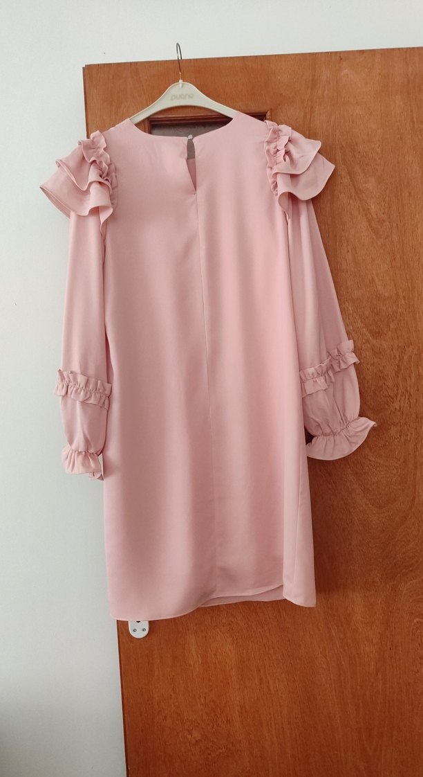 Pembe Midi Uzun Kollu Salaş tunik pudra renk - Görsel 5