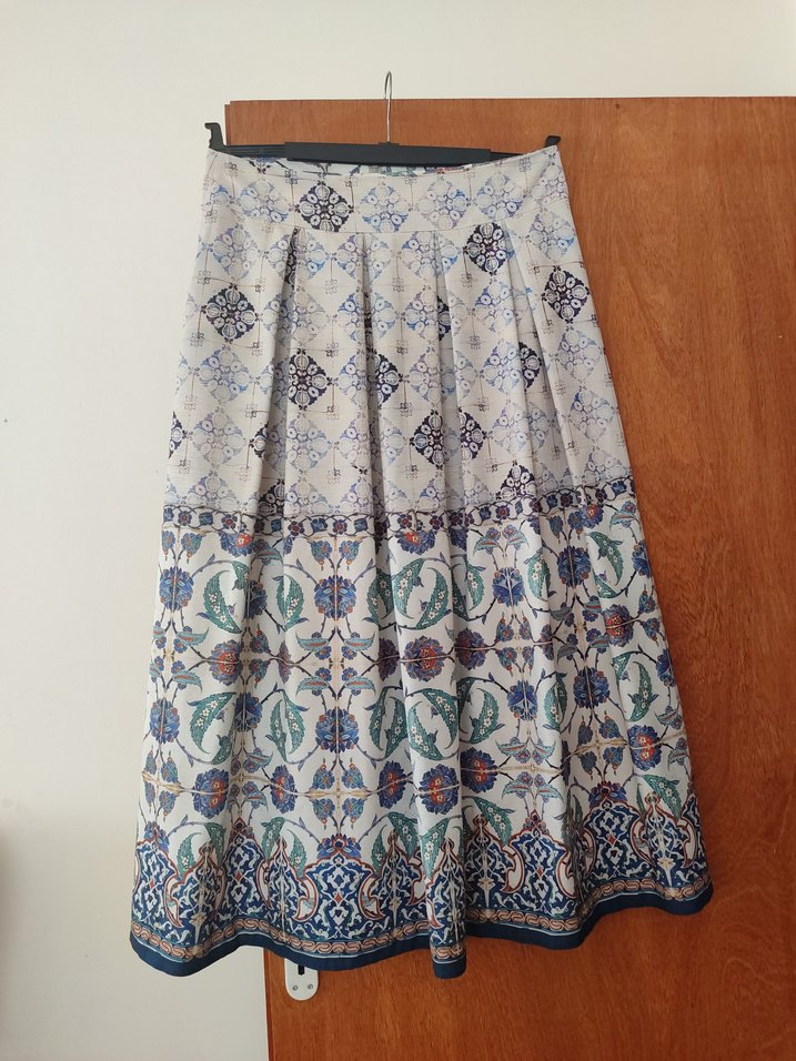 Bohem Çok Renkli Pileli Uzun Etek - Görsel 2