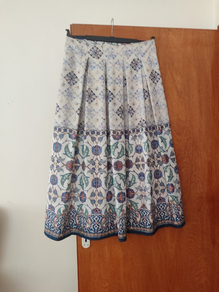 Bohem Çok Renkli Pileli Uzun Etek - Görsel 3