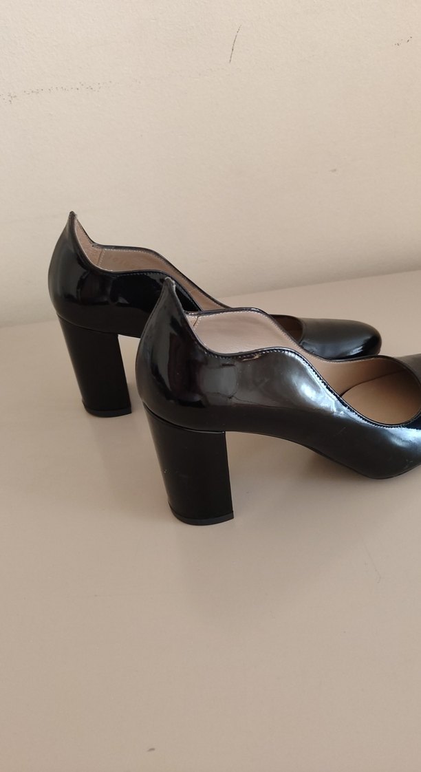 Siyah Rugan Stiletto Topuklu Kadın Ayakkabı - Görsel 3