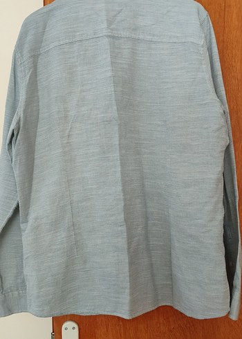 Gri Keten Erkek Gömlek, Düğmeli, Uzun Kollu - Görsel 8