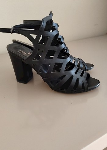 Siyah Kemerli Yılan Derisi Desenli Stiletto - Görsel 9