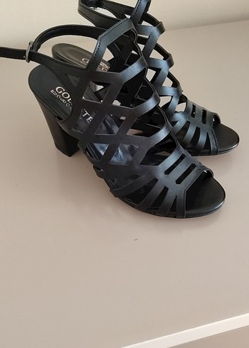 Siyah Kemerli Yılan Derisi Desenli Stiletto - Görsel 8