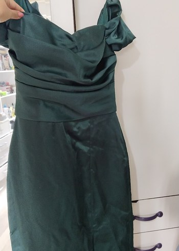 Drapeli Yeşil Abiye Elbise - Görsel 2