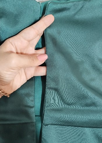 Drapeli Yeşil Abiye Elbise - Görsel 3