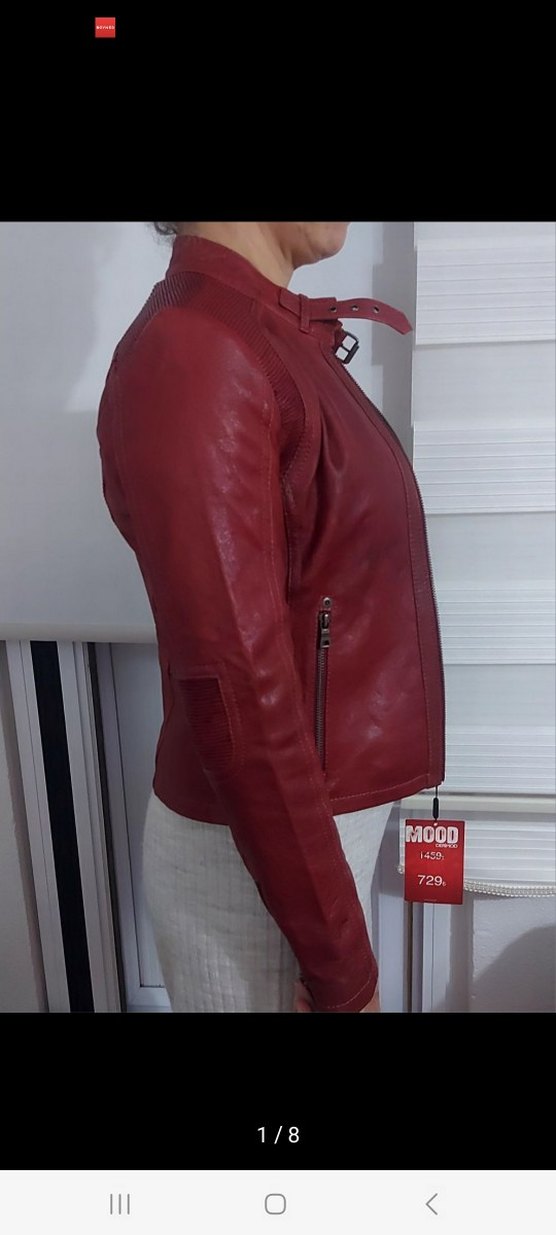 Kırmızı Deri Biker Ceket - Görsel 2