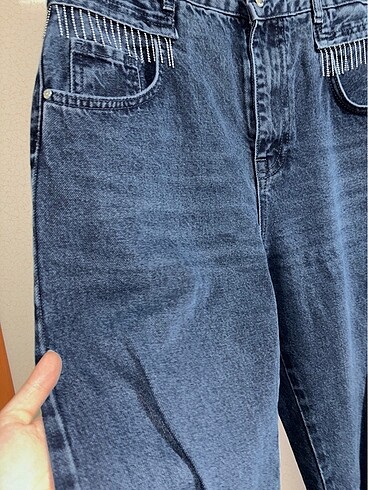 29 Beden lacivert Renk Koton taşlı jean