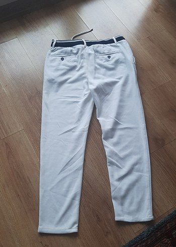 Erkek Beyaz beli lacivert lastikli Kumaş Pantolon - Görsel 2