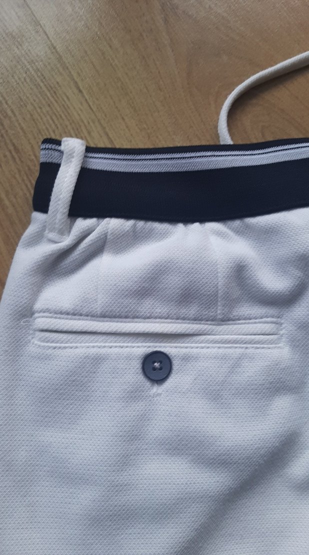 Erkek Beyaz beli lacivert lastikli Kumaş Pantolon - Görsel 3