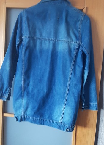 Düğmeli Mavi Kadın Denim Ceket - Görsel 3