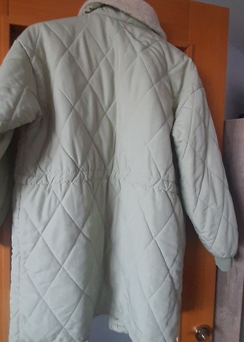 Düğmeli  Nil yeşili Midi Kadın Mont - Görsel 3