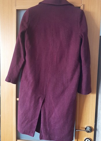 Bordo Uzun Düğmeli kabanı - Görsel 3