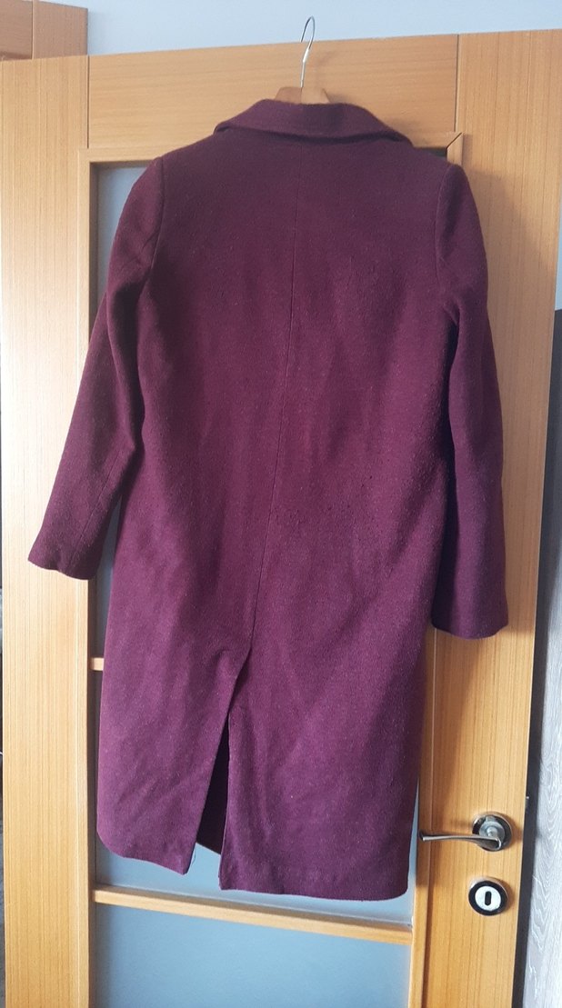 Bordo Uzun Düğmeli kabanı - Görsel 3