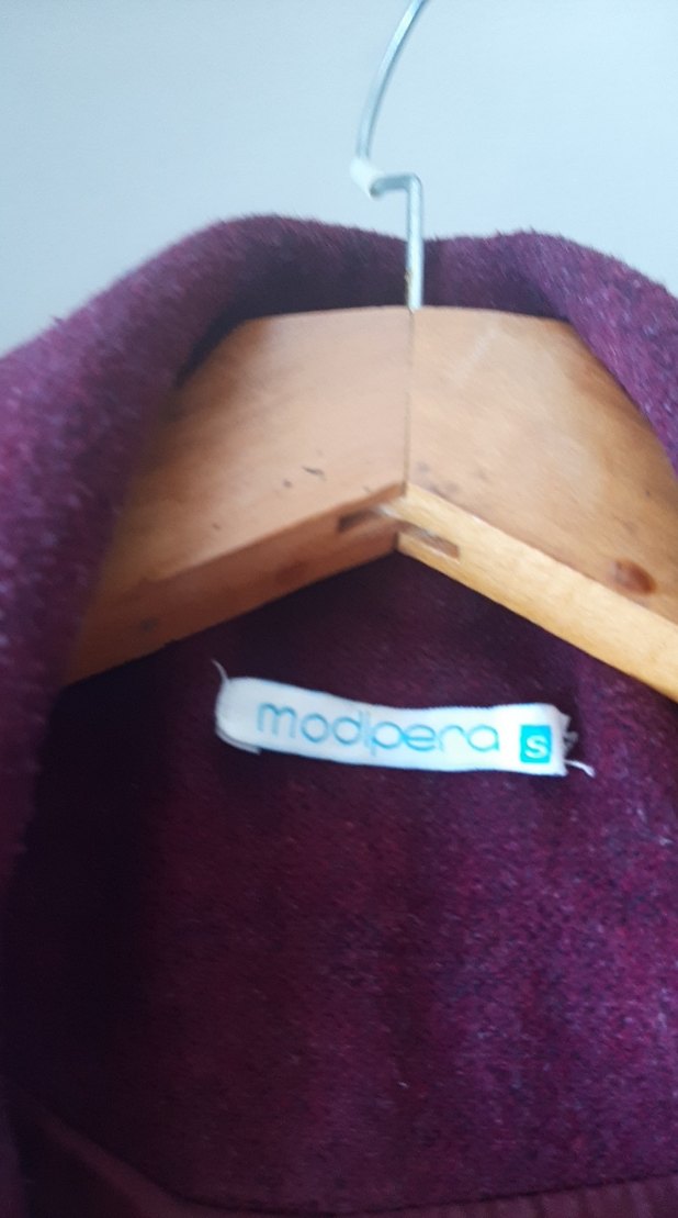 Bordo Uzun Düğmeli kabanı - Görsel 5