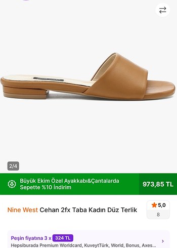 Nine West Nine West Taba Kadın Düz Terlik Blok Topuklu