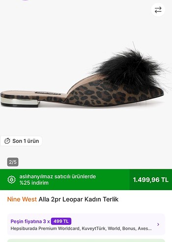 Nine West Nine West Leopar Desenli Kadın Terlik