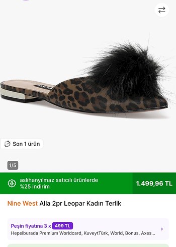 Nine West Leopar Desenli Kadın Terlik