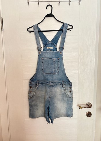 Açık Mavi Denim Mini Salopet mavi marka orijinal - Görsel 2