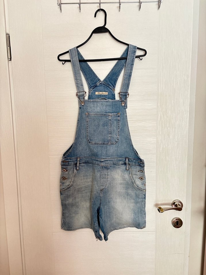 Açık Mavi Denim Mini Salopet mavi marka orijinal - Görsel 2