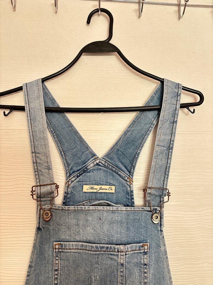 Açık Mavi Denim Mini Salopet mavi marka orijinal - Görsel 3