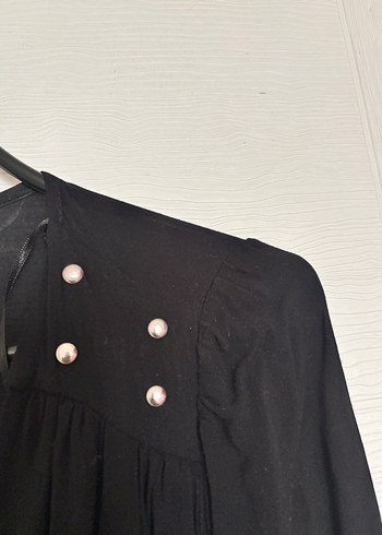 Siyah V Yakalı Mini boy kollu tulum - Görsel 3