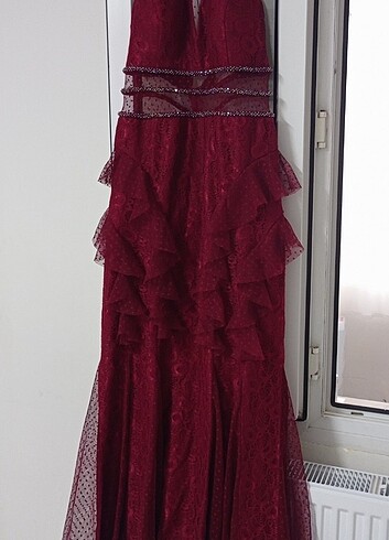 Kirmizi bordo abiye 