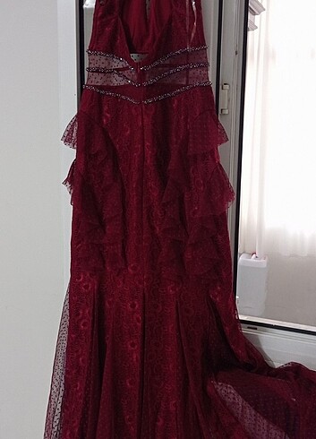 42 Beden bordo Renk Kirmizi bordo abiye 