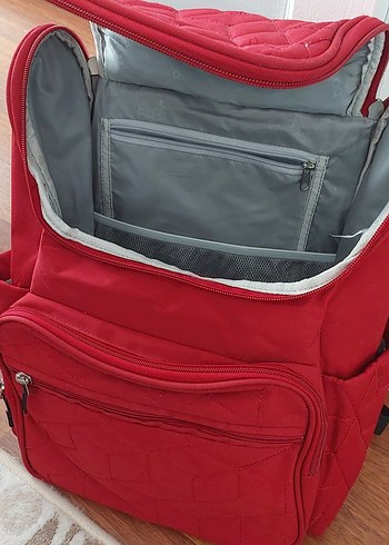 e bebek babymom Kırmızı Fermuarlı Kadın Sırt Çantası - Görsel 2
