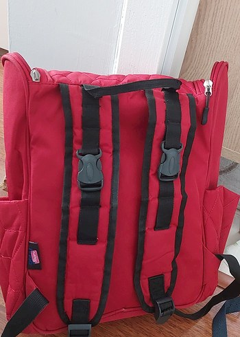 e bebek babymom Kırmızı Fermuarlı Kadın Sırt Çantası - Görsel 3