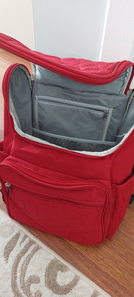 e bebek babymom Kırmızı Fermuarlı Kadın Sırt Çantası - Görsel 2