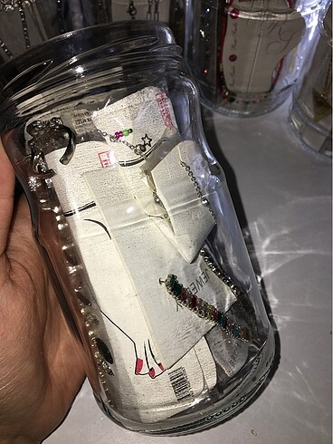 Beden gri Renk Gümüş Takı Kavanozu