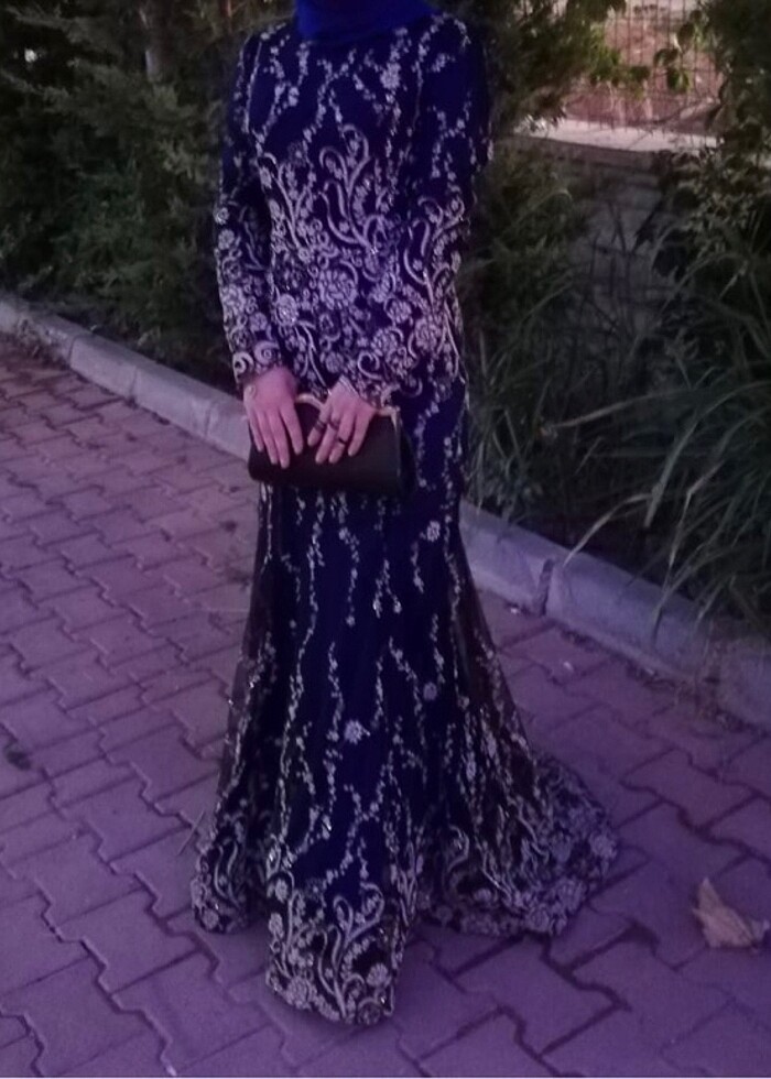 Mavi balık kuyruklu abiye - Görsel 2