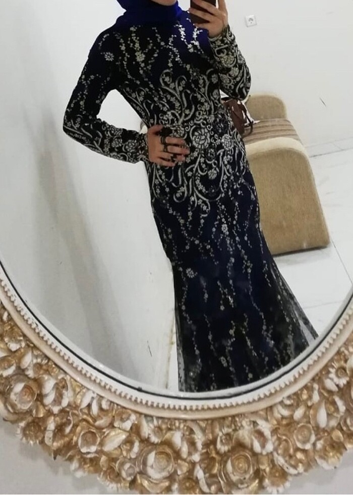 Mavi balık kuyruklu abiye - Görsel 4