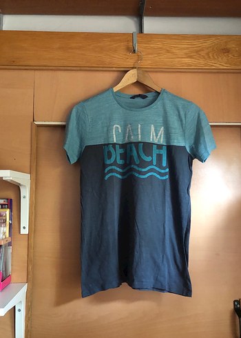 Erkek Çocuk Mavi Denim Kısa Kollu Tişört