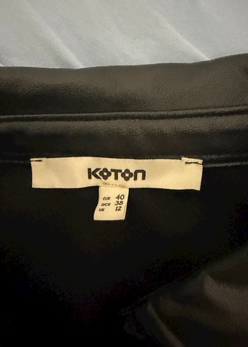 Düğmeli Siyah Deri Kadın Ceket - Görsel 3