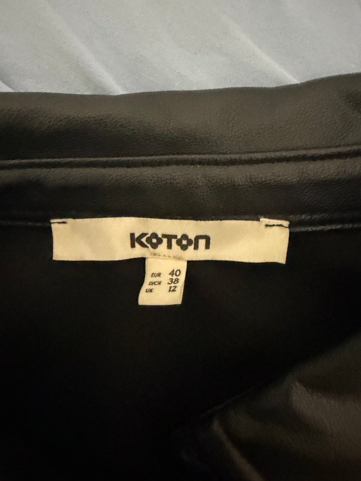 Düğmeli Siyah Deri Kadın Ceket - Görsel 3