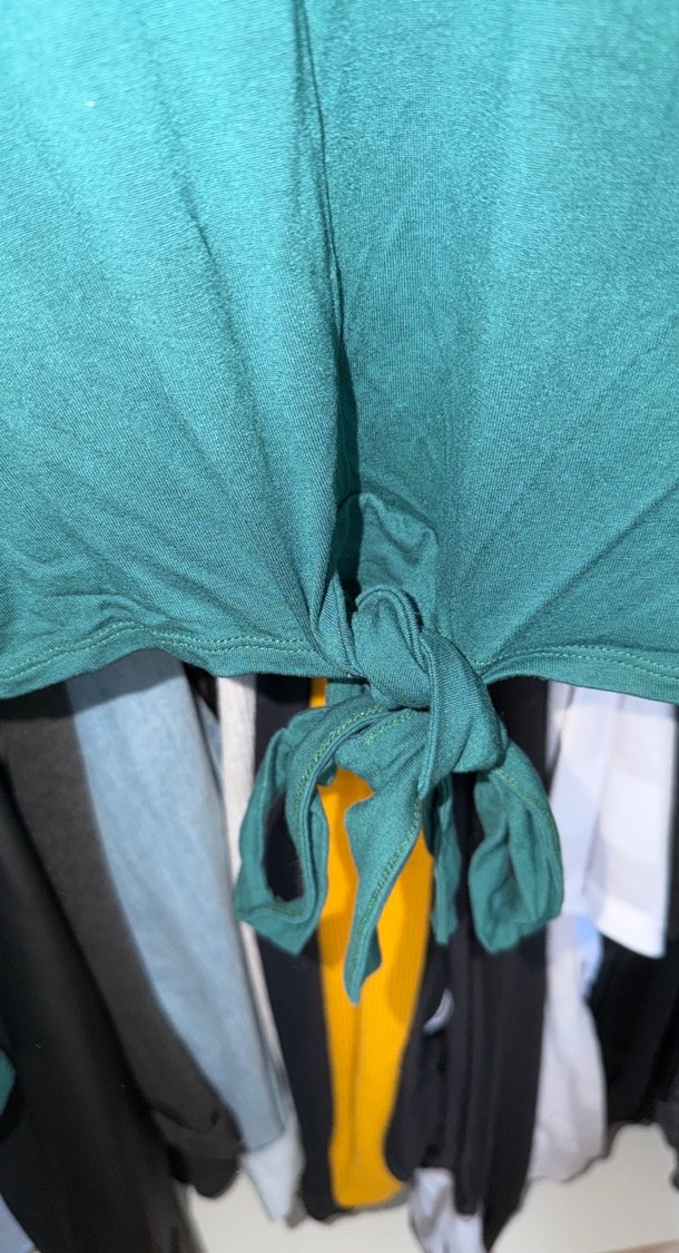 Bağlanalı İp Detaylı Yeşil Balıkçı Yaka Bluz - Görsel 3