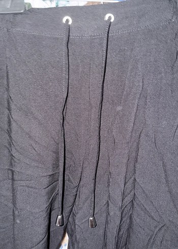 Kadın Siyah Salaş Keten Pantolon - Görsel 2