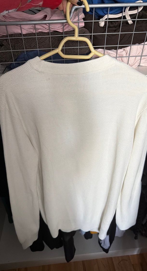 Beyaz Uzun Kollu Salaş Kazak - Görsel 3