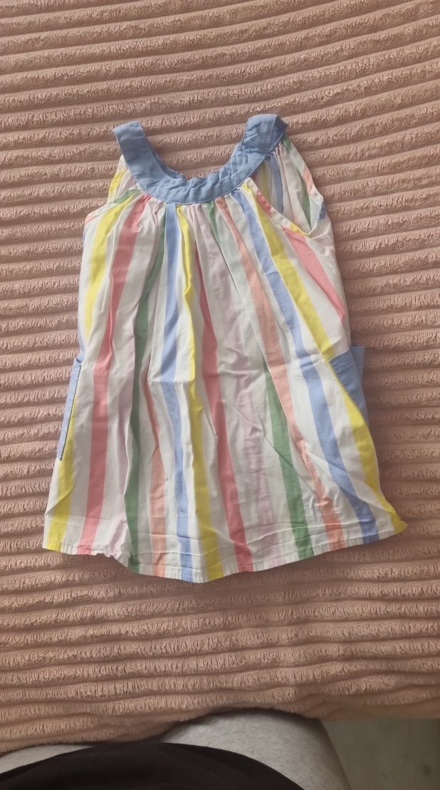 Nakışlı, pliseli, askısız çok renkli kız elbisesi - Görsel 3