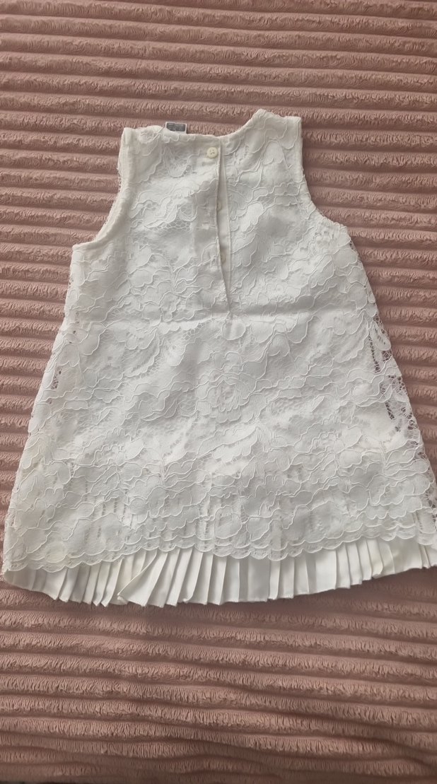 Kız Çocuk Dantel Detaylı Beyaz Elbise - Görsel 2